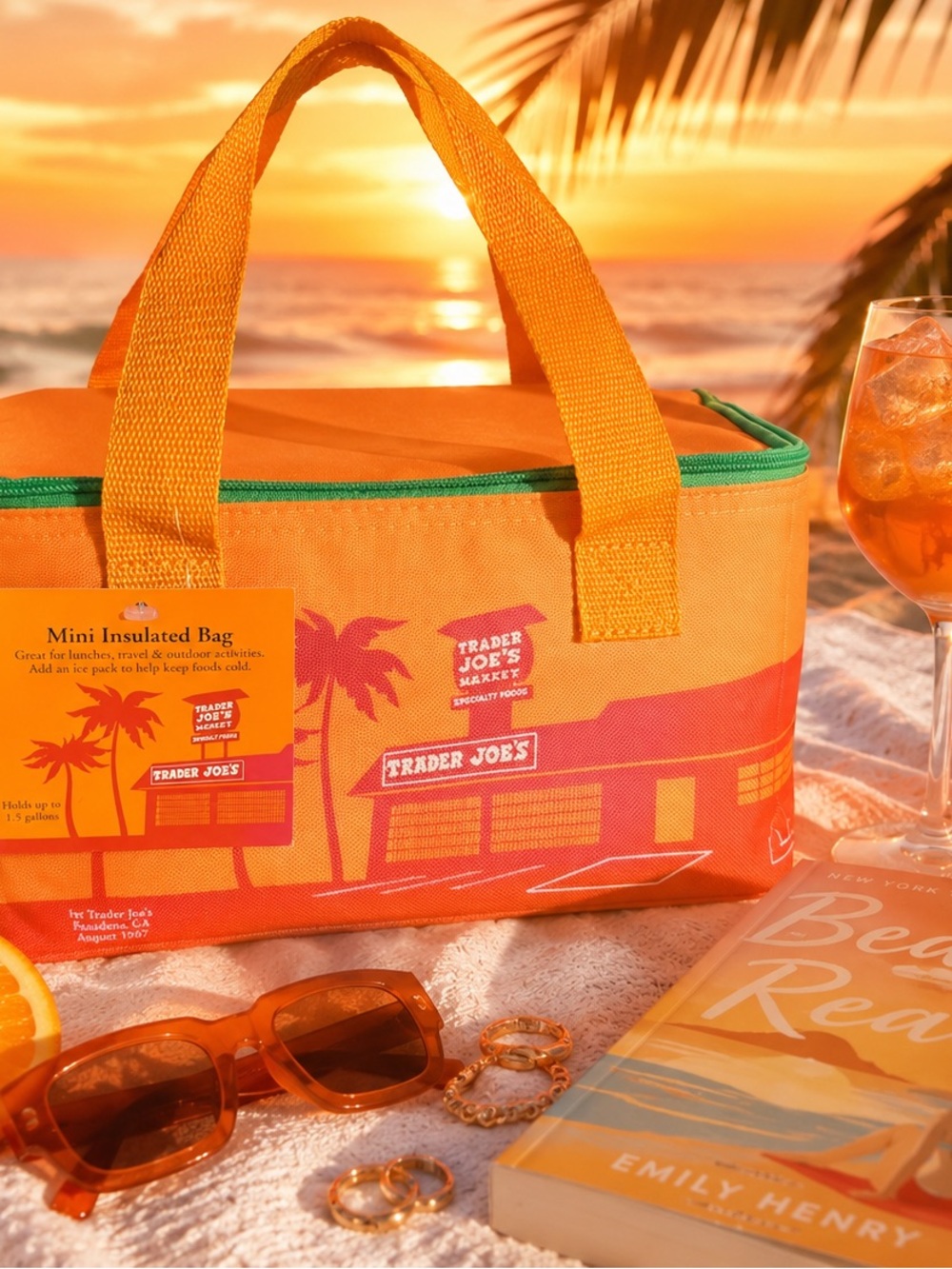 Trader Joe’s Mini Insulated Bag Orange Sunset Edition Viral Lunch Tote